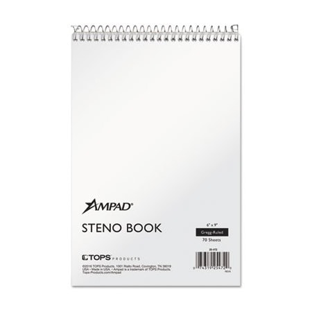 Ampad/ Of Amercn Pd&Ppr Ampad, STENO BOOKS, GREGG RULE, 6 X 9, WHITE, 70 SHEETS 25472